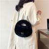 New Pattern Women Faux Fur Plush Handbags Fashion Lady Small Shoulder Crossbody Bag Winter Casual Tote Half-Moon Hobos for Women