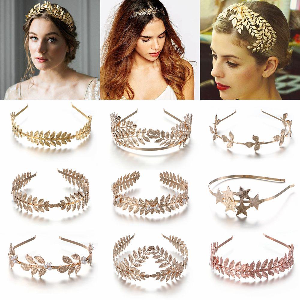 Golden Crowns Headpiece Tiara Leaves Hair Bands Hair Hoop Bride Headbands Wedding Hair Accessories