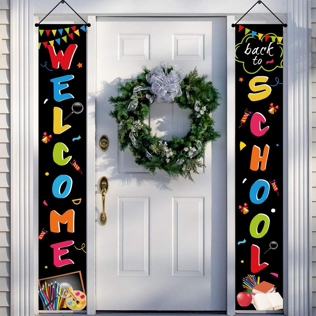 Подвесной баннер «С возвращением в школу», вывеска для крыльца для украшения класса в помещении и на улице, 11,81 X 70,87 дюйма