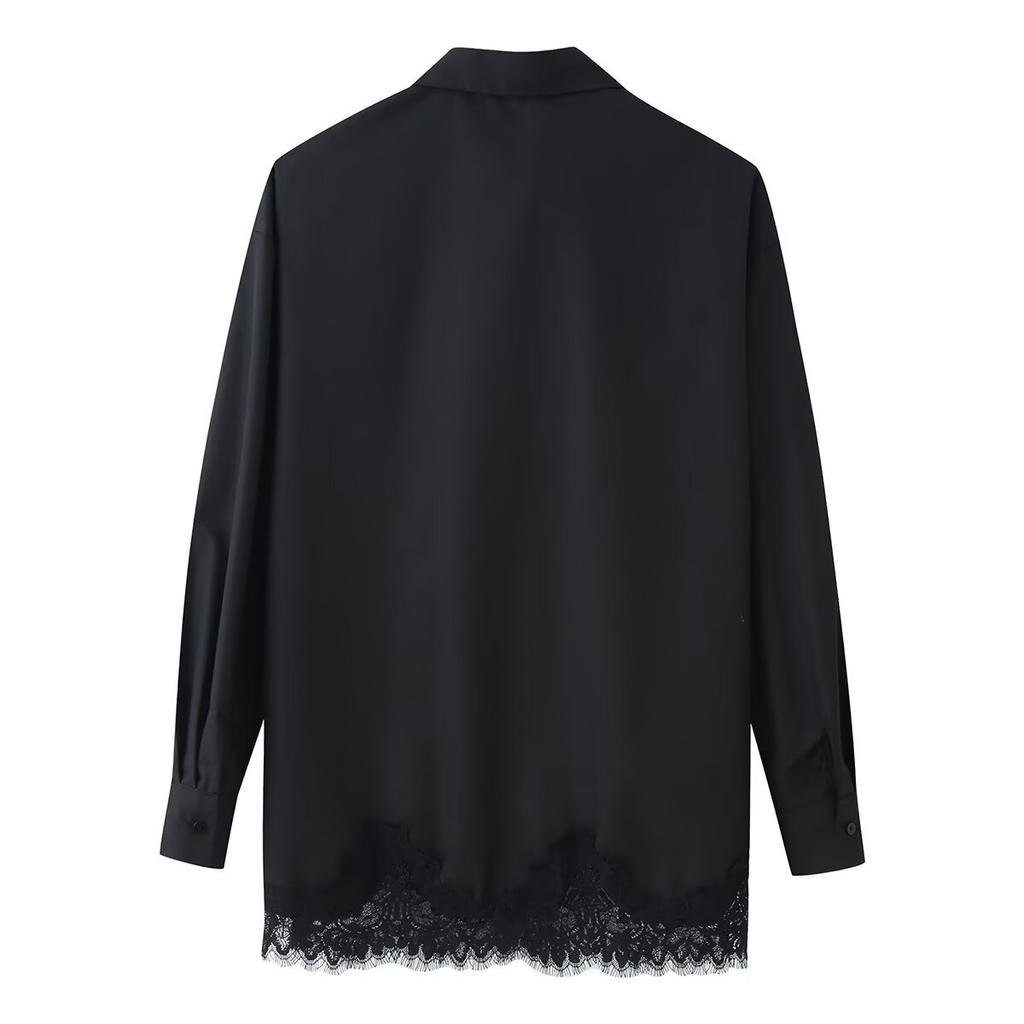 European and American style French women's clothing fashion versatile temperament casual lace shirt shorts set