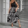 Women Summer Dresses Bohemian Women's Casual And Fashionable V-neck Sleeveless Printing Mid Length Dress