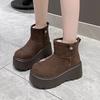 Мода 8 см Новые Зимние Женские Теплые Снежные Ботинки Каблуки Высокий Верх Спорт 2025 Осень Кроссовки Платформа Мотоциклетные Ботинки Женские Ботас Феминина