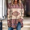 Новая праздничная этническая футболка в стиле кэжуал с круглым вырезом и длинным винтажным рукавом