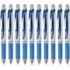 Шариковая ручка Pentel, гелевые чернила, гелевая, нажимной механизм, 0,7 мм, серебристый корпус, BL77-C, синяя, 10 шт.