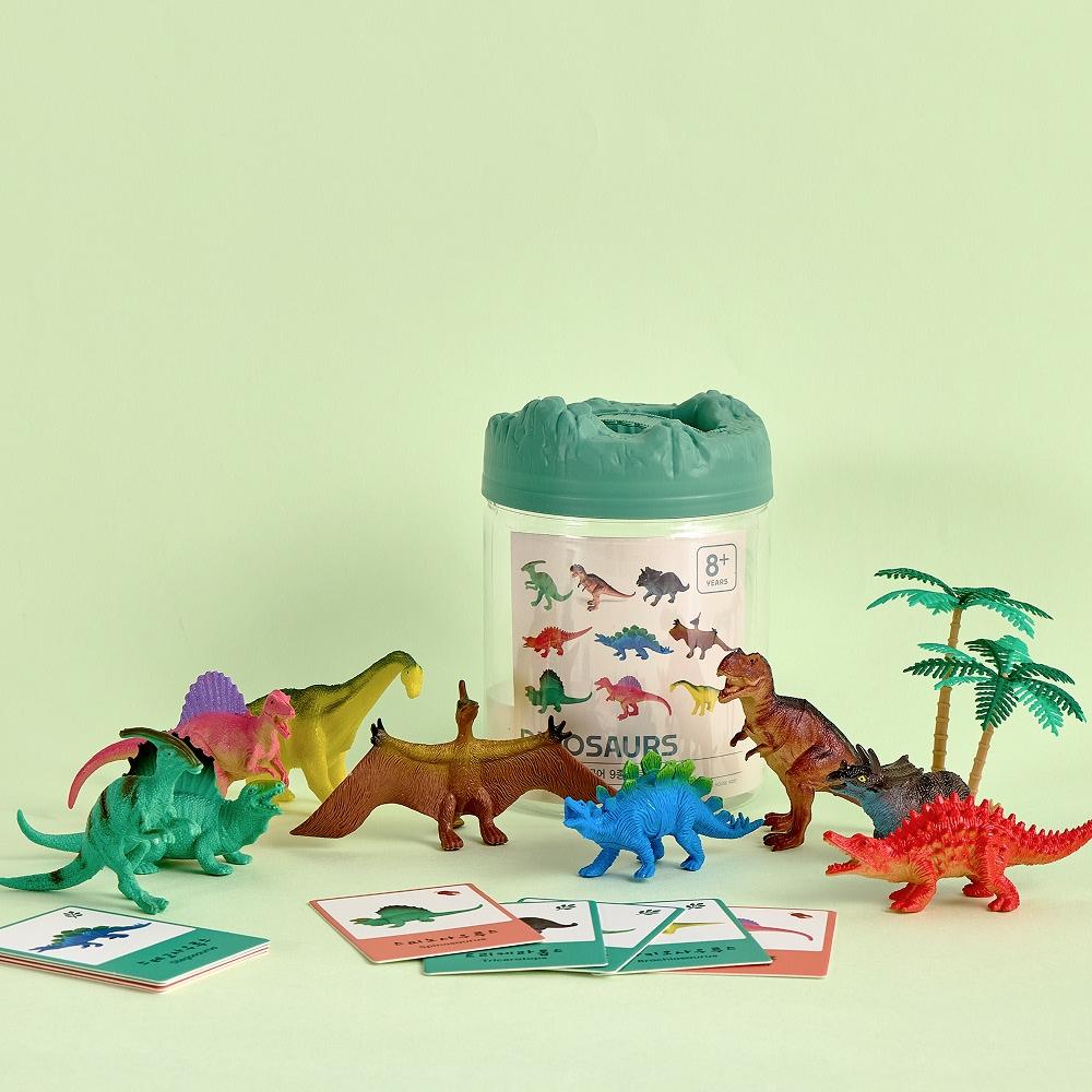 Kids Dino Figure Set 9 Dinosaurs + Tree + Cards + Case