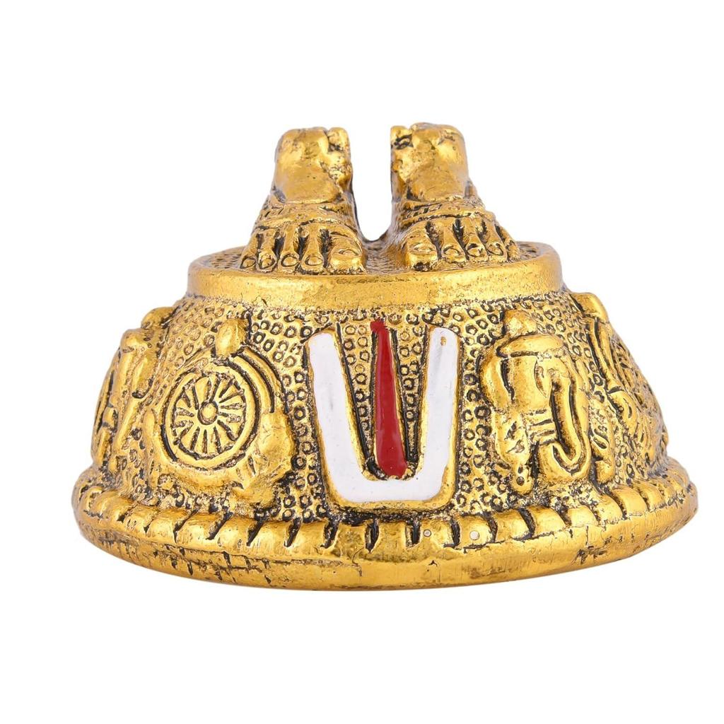Tirupati Balaji Charan Paduka, Tirupati Balaji Sign, Kalyana Venkateswara Swamy Tirupati Balaji Padam Shankh Chakra Tilak, Aluminium Golden Finish,