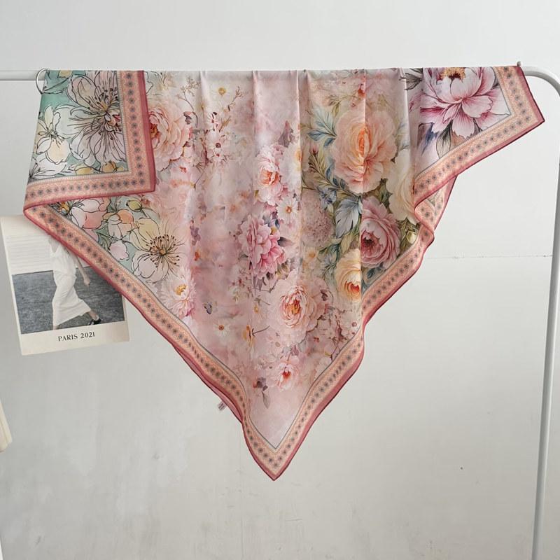 Pastoral Daisy 111 Large Square Scarf Silk Scarf Women's Silk Scarf Air Conditioning Shawl Travel Sunscreen Beach Silk Scarf