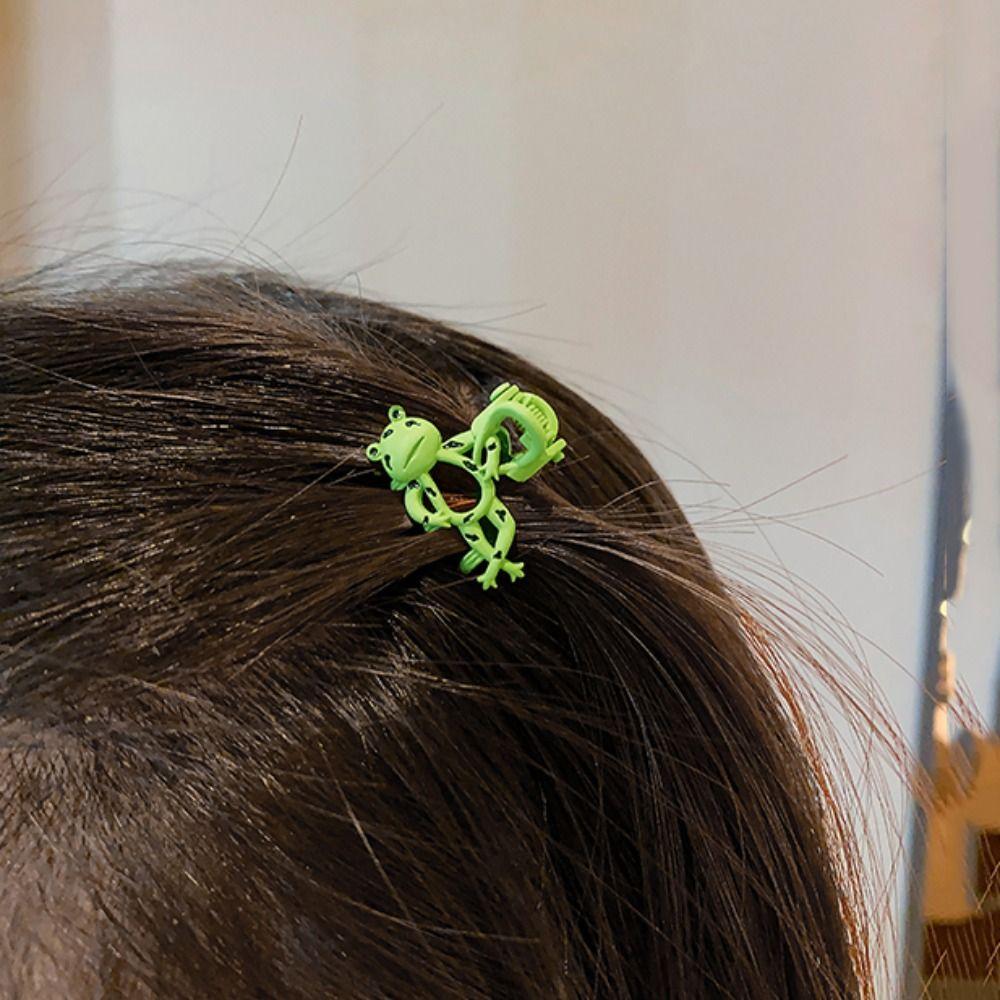 Hollow Frog Claw Clips Animal Metal Hair Clip Lovely Green Frog Hair claw  Girls