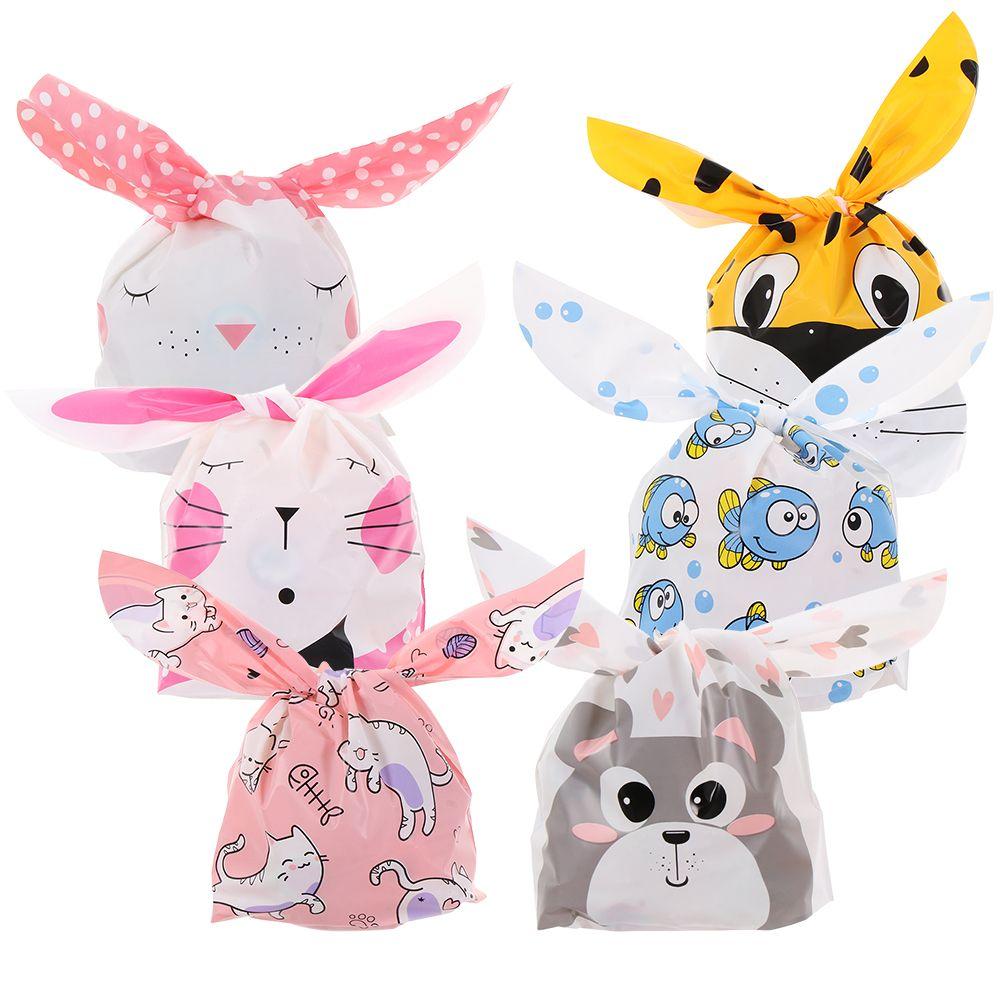 10PCS Cute Storage Pocket Party Supplies Rabbit Cookie Bags Biscuit Package Easter Rabbit Candy Bag