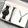 3pcs/set, Fashion Men's Simple Stainless Steel Mesh Band Quartz Watch With Black Necklace Bracelet Set, Ideal Choice for Gifts