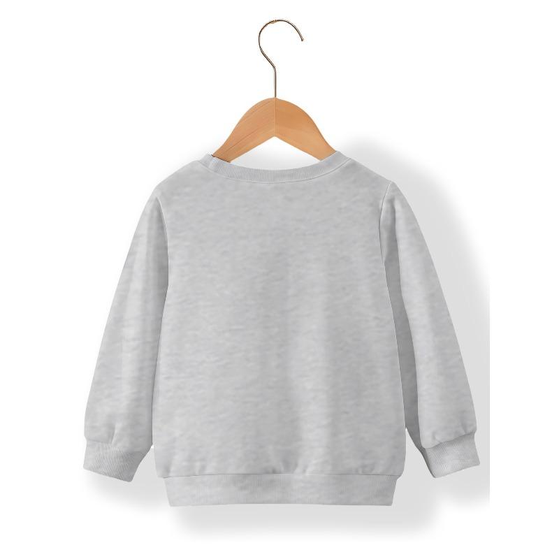 Girls' Fashion Printed Round-Neck Sweatshirt with White Stripe Base, Sizes 120-170