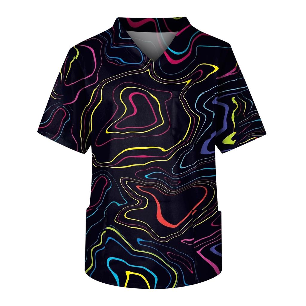 Мужской топ с коротким рукавом и V-образным вырезом с принтом нагрудного кармана