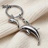 Keychain Charm Pendant Zinc Alloy Dolphin Design Key Chain Easy to Hang Electroplated Metal Ring Backpack Car Accessory