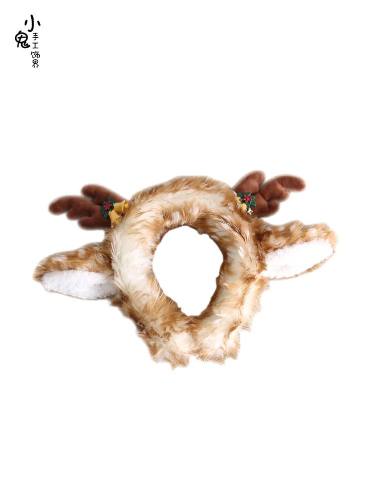 Japanese Sweet Christmas Headband Autumn and Winter Elk Spotted KC Plush Antlers Hair Accessories Cute Winter Ears Bells Hairpin