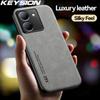 KEYSION Роскошный кожаный чехол в стиле ретро для VIVO Y36 5G Y78 5G, мягкий силикон + противоударная задняя крышка для телефона из поликарбоната для VIVO Y78 5G Y36 5G