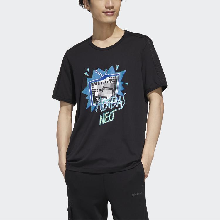 adidas Футболка мужская с круглым вырезом Neo Fun Print Sports, черная GM2340