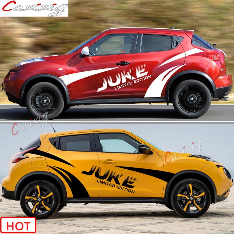 Wskpa9 1 комплект Наклейка на кузов автомобиля Для Nissan Juke Nismo Гоночные Спортивные Полосы Декор Боковой Части Двери Автомобиля Виниловые Наклейки Внешние Аксессуары