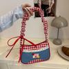 Red Plaid Personalized Bag New Trend Fashion College Handbag