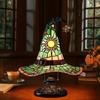 Halloween Witch Hat Lamp Resin Ornament USB Plug-in Light Decor, Festive Table Lamp