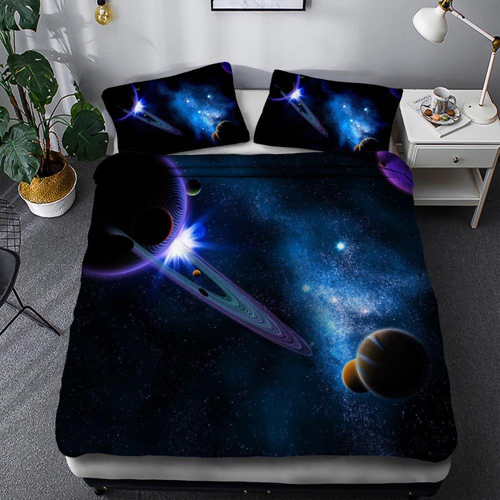 3D Digital Printing Space Star Ebay Three-piece Quilt Cover Pillowcase