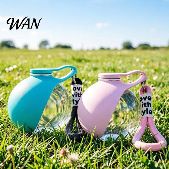 Camping Pet Water Bottle Leak-Proof Portable Dog Ball with Foldable Silicone Bowl Travel Accessory 10oz Lightweight Dispenser for Hiking Outdoor Use