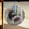 1pc 3D Mandala Spinning Wind Chime with Yarn Cat Design - Durable Metal Hanging Decor for Indoor & Outdoor Use