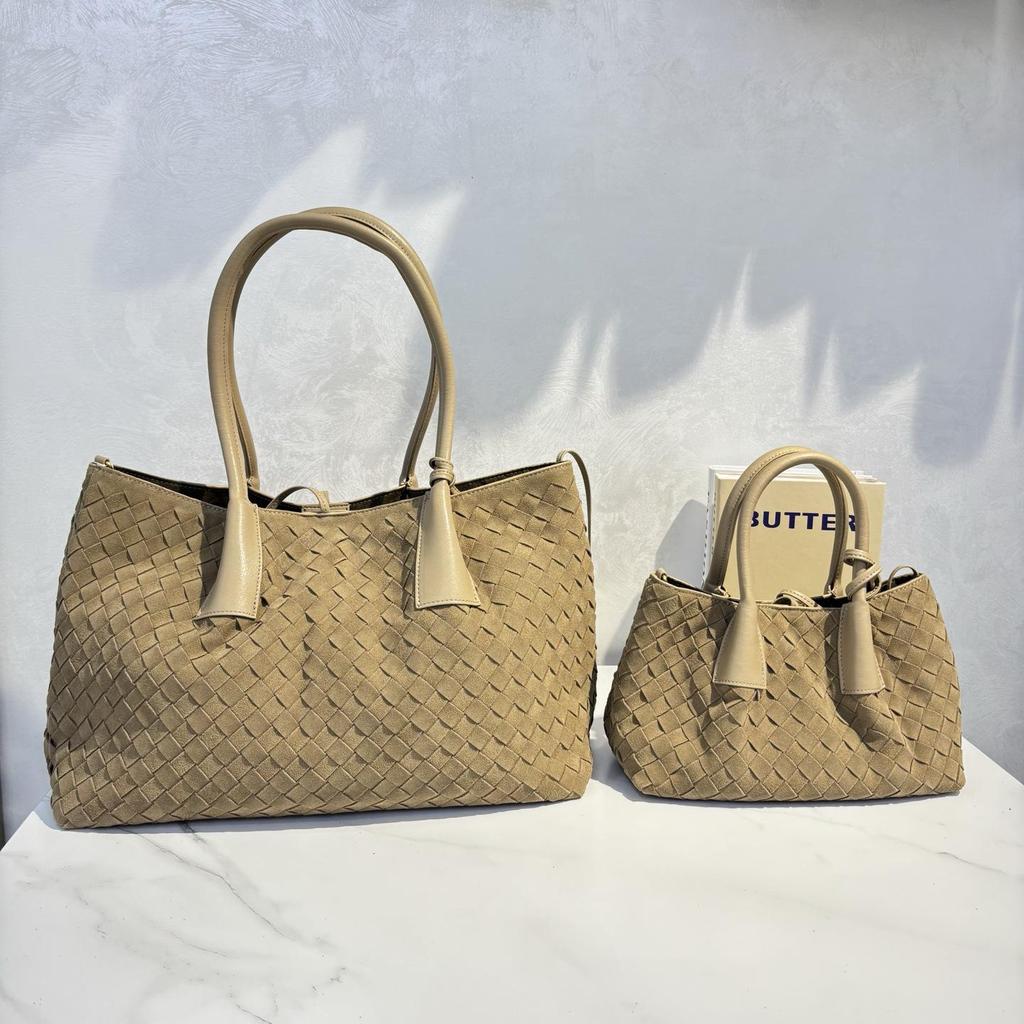 Осенняя ретро плетёная сумка-тоут из замши: Универсальная сумка через плечо и через плечо