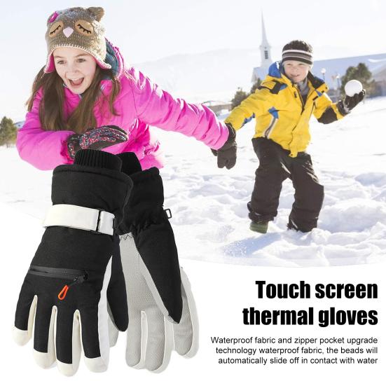 Thermal Ski Gloves Men And Women Windproof Winter Cycling Gloves with Non-Slip Palm Waterproof Full Finger Touch Screen Gloves for Hiking Snowboarding