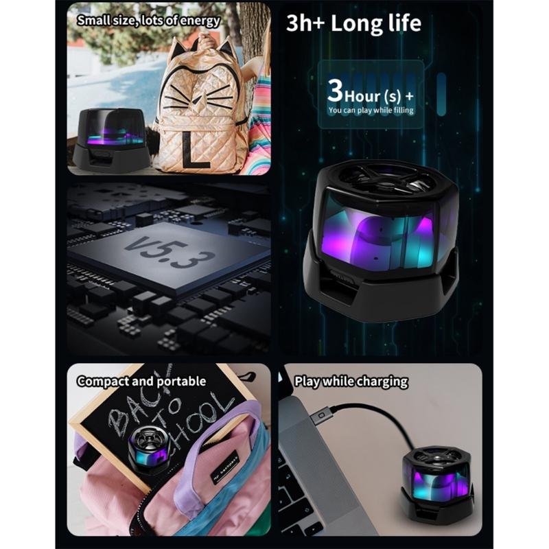 Портативная Bluetooth-совместимая колонка, красочный световой эффект, беспроводное музыкальное устройство, держатель для телефона, для активного отдыха
