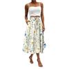 Women's Skirt Bohemian Flower Skirt Solid Color Casual Temperament With Pockets Skirt