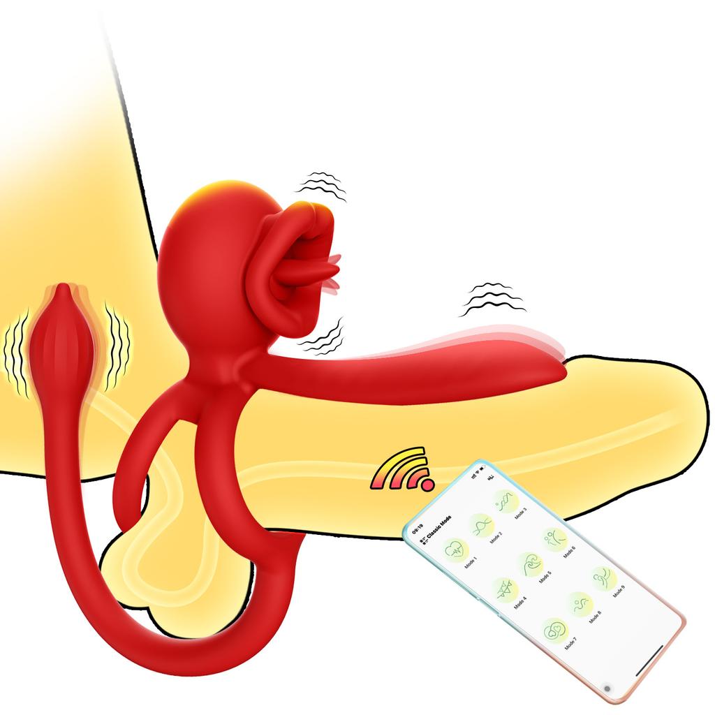 APP Remote Control 9 Modes Vibrating Sperm Lock Ring Delays Ejaculation and Enhances Erection Cock Ring Penis Enlargement Sleeve