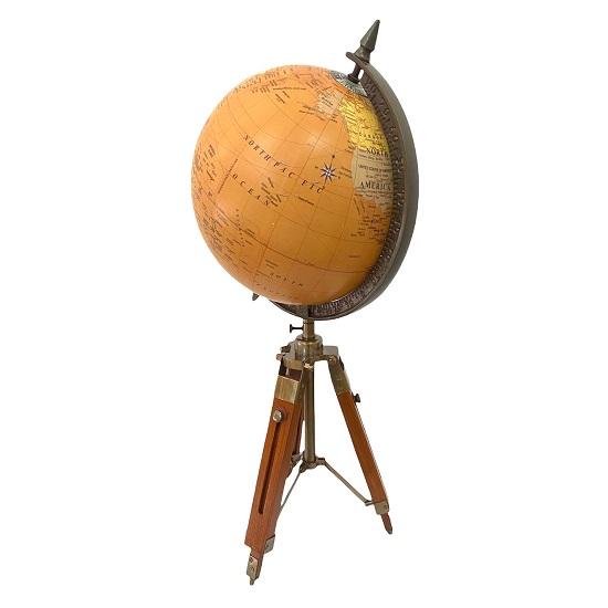 Декоративная карта мира, глобус, орнамент с деревянной подставкой-треногом/образовательный глобус/декор для офисного стола
