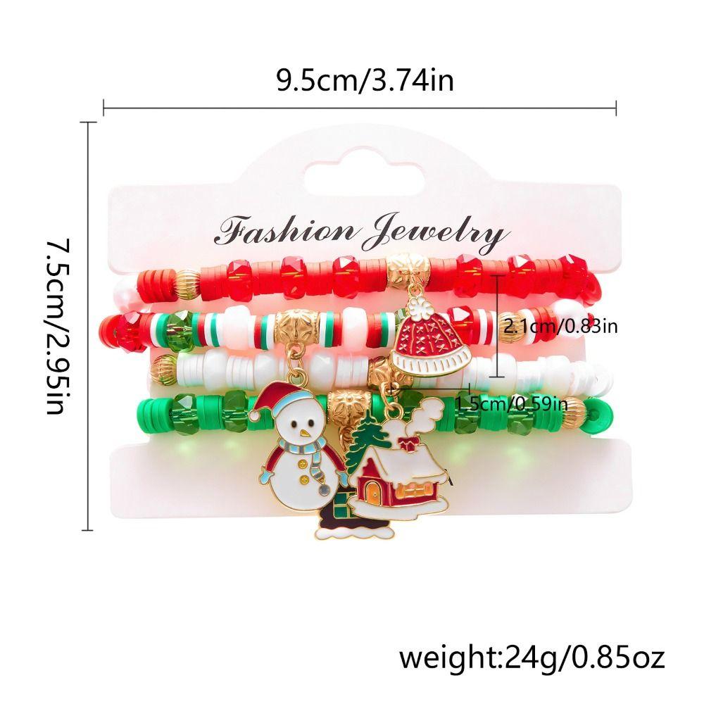 4pcs Colorful Christmas Bracelet Set Stackable Wristband Jewelry New Adjustable Braided Bracelet