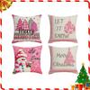 New Pink Christmas Pillow Cover Home Bedroom Sofa Lumbar Cushion Santa Claus Letter Pillow Cover