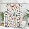 Shower Curtain with 12 Hooks Botanical Printing Retro Pastoral Style Natural Beauty Bathroom Decoration