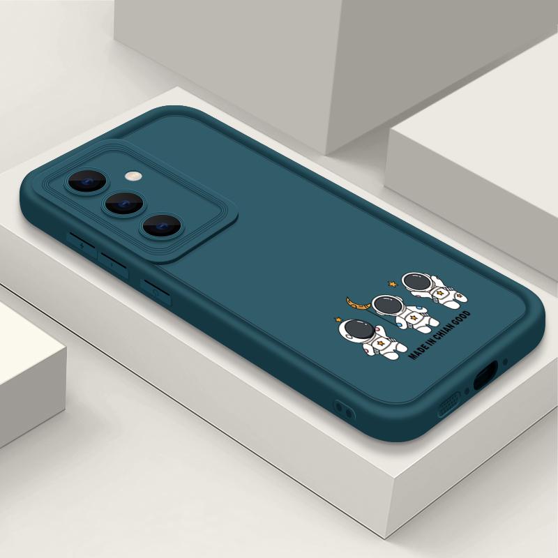 Мягкий противоударный чехол с принтом маленького астронавта для телефона Samsung S25 Ultra S24 FE S23 Plus S22 A56 A36 A16 A55 A06 A05 A15 A35 A54 Матовый чехол-бампер из ТПУ