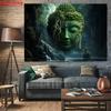 2D planar banner 1 piece. Abstract Buddha statue's natural decorative background fabric photographic drapery.
