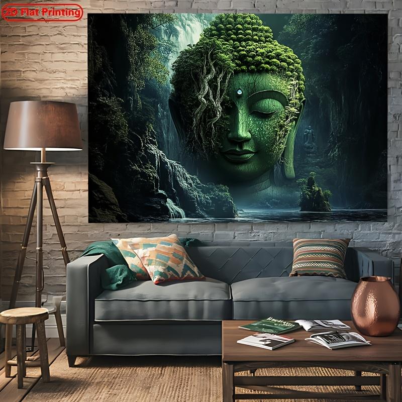 2D planar banner 1 piece. Abstract Buddha statue's natural decorative background fabric photographic drapery.