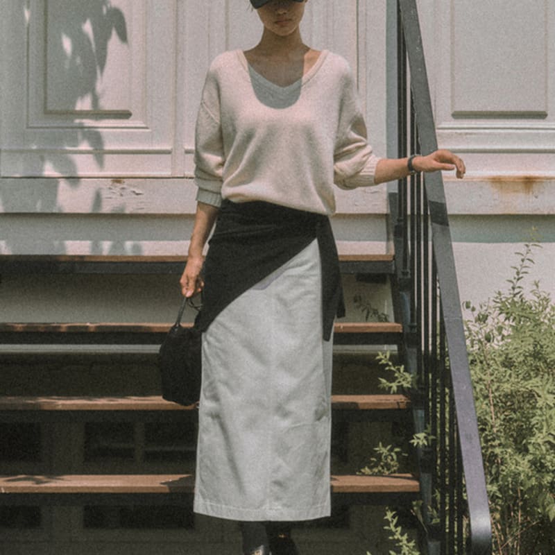 WISELY VELVET CASHMERE SHAWL MUFFLER_BLACK