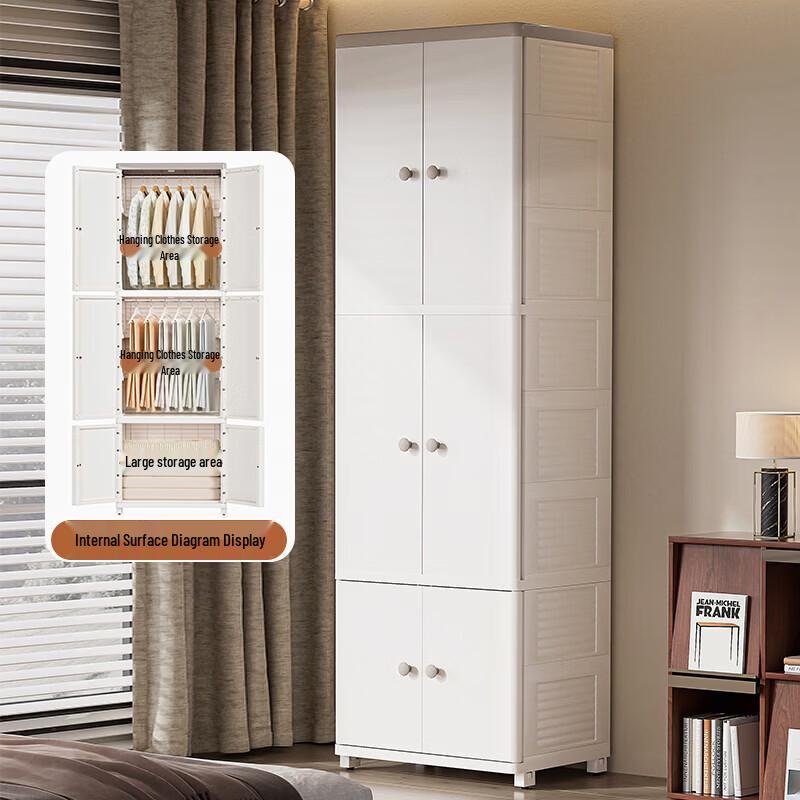 Yeya Simple Double-Door Wardrobe with Wheels