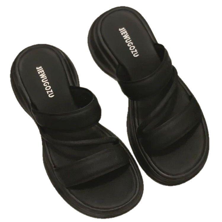 Тапочки на толстой подошве с платформой, женская летняя обувь 2025, новые, модные, нишевые, сандалии высокого класса, шлепанцы