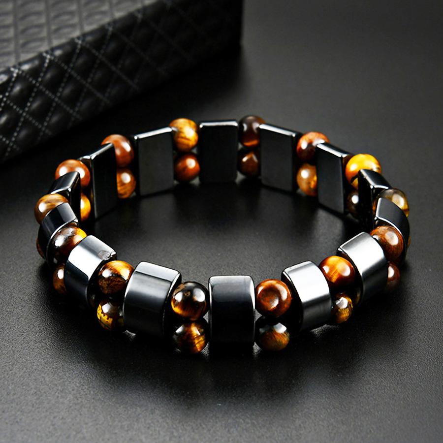 New Double Hematite Tiger's Eye Bracelets Men Tiger Eye Hematite Charm Bracelets for Women Natural Energy Stone Bracelet JewelryGood product