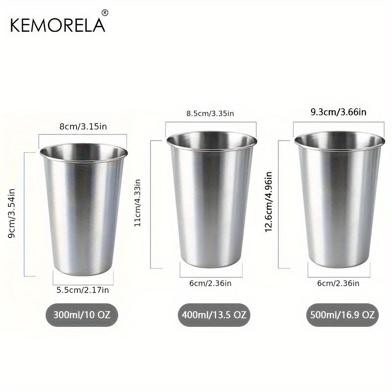 KEMORELA 4 шт. Стальные кружки 300/400/500 мл Стальные стаканы Пинта Туристические кружки Стаканы для питья Штабелируемая металлическая кружка