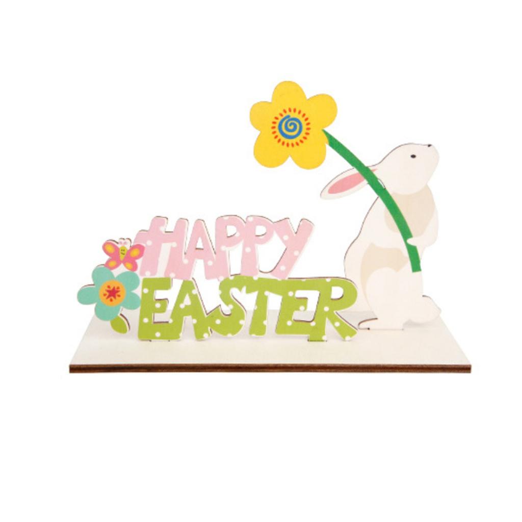 Wooden Easter Bunny Cute Home Ornaments Decorative Crafts