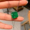 Изумрудные квадратные серьги-гвоздики Paraiba с подвеской Simple Women's