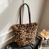 Контрастная шерстяная сумка-тоут в стиле ретро с леопардовым принтом, повседневная, универсальная, сумка через плечо для поездок на работу