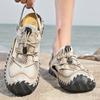 Men Outdoor Hiking Sandals Handmade Summer Beige Roman Sandals Retro Wide Close Toe Grey Beach Water Shoes Plus Size