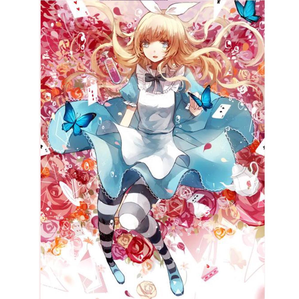 Полный круглый 5D DIY алмазная живопись аниме кошка девушка 3d узор для вышивки Фэнтези эльф принцесса вышивка крестиком мозаичная наклейка