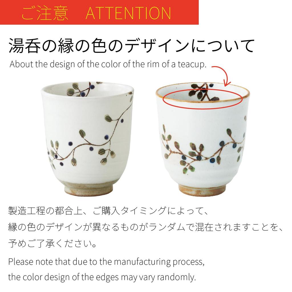 Hasami Ware Lightweight Teacup with Flower Made In 72705 (Large) Pattern, Black, Japan,