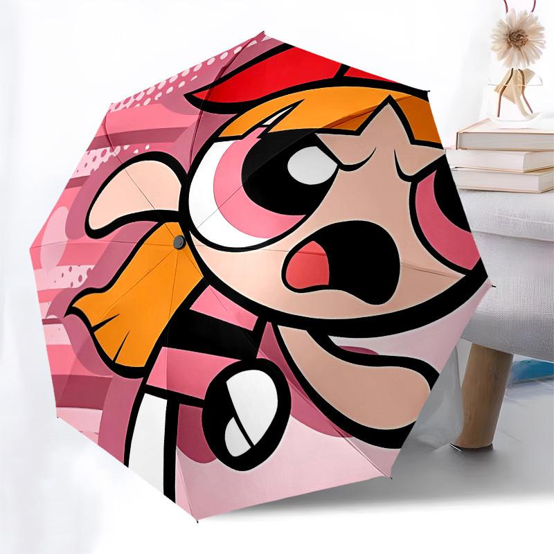 Powerpuff Girls, Buttercup Automatic Opening and Closing, 8 rib Structure Portable Umbrella, Suitable for Men and Women in All Seasons Perf